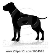 Vector Illustration of Silhouetted Mastiff Dog, with a Reflection or Shadow, on a White Background by AtStockIllustration