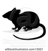 Vector Illustration of Silhouetted Rat, with a Reflection or Shadow, on a White Background by AtStockIllustration