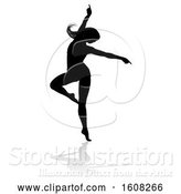 Vector Illustration of Silhouetted Sexy Pole Dancer Lady, with a Shadow, on a White Background by AtStockIllustration