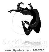 Vector Illustration of Silhouetted Sexy Pole Dancer Lady, with a Shadow, on a White Background by AtStockIllustration