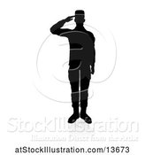 Vector Illustration of Silhouetted Soldier Soluting, with a Reflection or Shadow, on a White Background by AtStockIllustration