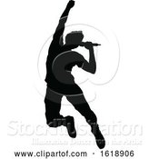 Vector Illustration of Singer Pop Country or Rock Star Silhouette by AtStockIllustration