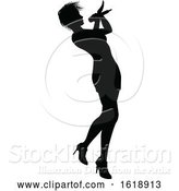 Vector Illustration of Singer Pop Country or Rock Star Silhouette by AtStockIllustration