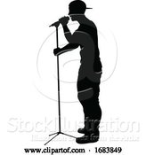 Vector Illustration of Singer Pop Country or Rock Star Silhouette by AtStockIllustration