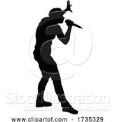 Vector Illustration of Singer Pop Country or Rock Star Silhouette by AtStockIllustration