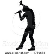 Vector Illustration of Singer Pop Country or Rock Star Silhouette by AtStockIllustration