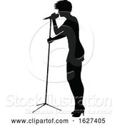 Vector Illustration of Singer Pop Country or Rock Star Silhouette Lady by AtStockIllustration