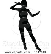 Vector Illustration of Singer Pop Country or Rock Star Silhouette Lady by AtStockIllustration