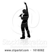 Vector Illustration of Singer Pop Country or Rock Star Silhouette, on a White Background by AtStockIllustration