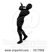 Vector Illustration of Singer Pop Country or Rock Star Silhouette, on a White Background by AtStockIllustration