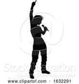 Vector Illustration of Singer Pop Hiphop or Rock Star Silhouette Lady by AtStockIllustration