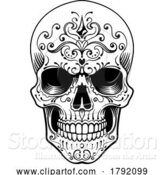 Vector Illustration of Skull Abstract Pattern Tattoo Design by AtStockIllustration