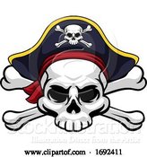 Vector Illustration of Skull and Crossbones Pirate Jolly Roger in Hat by AtStockIllustration