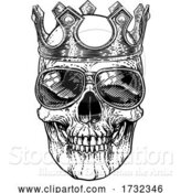 Vector Illustration of Skull Cool Sunglasses Skeleton in Shades and Crown by AtStockIllustration