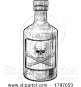 Vector Illustration of Skull Crossbone Poison Sign Bottle Vintage Woodcut by AtStockIllustration