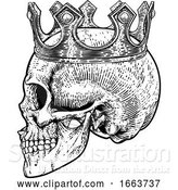 Vector Illustration of Skull Crown King Human Royal Skeleton by AtStockIllustration