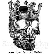 Vector Illustration of Skull Crown King Human Royal Skeleton by AtStockIllustration