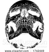 Vector Illustration of Skull Grim Reaper Vintage Woodcut Illustration by AtStockIllustration