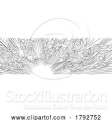 Vector Illustration of Sky Sunrise Sun Background Woodcut Engraved Etched by AtStockIllustration