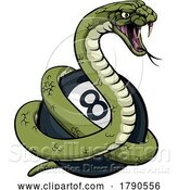Vector Illustration of Snake Pool 8 Ball Billiards Mascot by AtStockIllustration