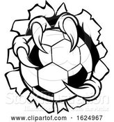 Vector Illustration of Soccer Ball Eagle Claw Talons Ripping Background by AtStockIllustration