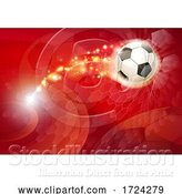 Vector Illustration of Soccer Football Ball Abstract Red Background by AtStockIllustration