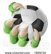 Vector Illustration of Soccer Football Ball Claw Monster Hand by AtStockIllustration
