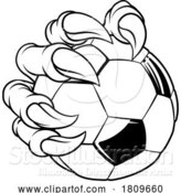 Vector Illustration of Soccer Football Ball Claw Monster Hand by AtStockIllustration
