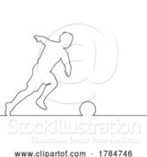 Vector Illustration of Soccer Football Player Line Silhouette Outline by AtStockIllustration