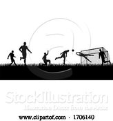 Vector Illustration of Soccer Football Players Silhouette Match Scene by AtStockIllustration