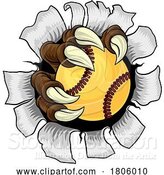 Vector Illustration of Softball Ball Claw Monster Animal Hand by AtStockIllustration