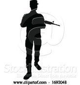 Vector Illustration of Soldier Detailed High Quality Silhouette by AtStockIllustration