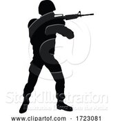 Vector Illustration of Soldier Detailed High Quality Silhouette by AtStockIllustration