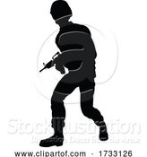 Vector Illustration of Soldier Detailed High Quality Silhouette by AtStockIllustration