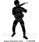 Vector Illustration of Soldier Detailed High Quality Silhouette by AtStockIllustration