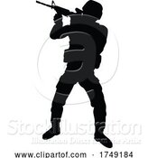 Vector Illustration of Soldier Detailed High Quality Silhouette by AtStockIllustration