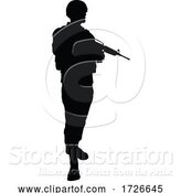 Vector Illustration of Soldier High Quality Silhouette by AtStockIllustration