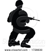 Vector Illustration of Soldier High Quality Silhouette by AtStockIllustration