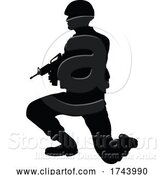 Vector Illustration of Soldier High Quality Silhouette by AtStockIllustration