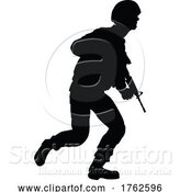 Vector Illustration of Soldier High Quality Silhouette by AtStockIllustration