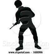 Vector Illustration of Soldier Silhouette by AtStockIllustration