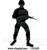 Vector Illustration of Soldier Silhouette by AtStockIllustration