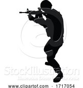 Vector Illustration of Soldier Silhouette by AtStockIllustration