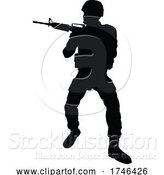 Vector Illustration of Soldier Silhouette by AtStockIllustration