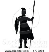 Vector Illustration of Spartan Silhouette Gladiator Trojan Greek Warrior by AtStockIllustration