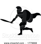 Vector Illustration of Spartan Silhouette Gladiator Trojan Greek Warrior by AtStockIllustration