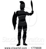 Vector Illustration of Spartan Silhouette Gladiator Trojan Greek Warrior by AtStockIllustration