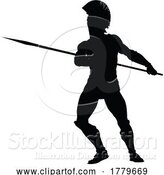 Vector Illustration of Spartan Silhouette Gladiator Trojan Greek Warrior by AtStockIllustration