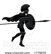 Vector Illustration of Spartan Silhouette Gladiator Trojan Greek Warrior by AtStockIllustration