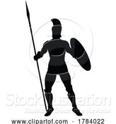 Vector Illustration of Spartan Silhouette Gladiator Trojan Greek Warrior by AtStockIllustration